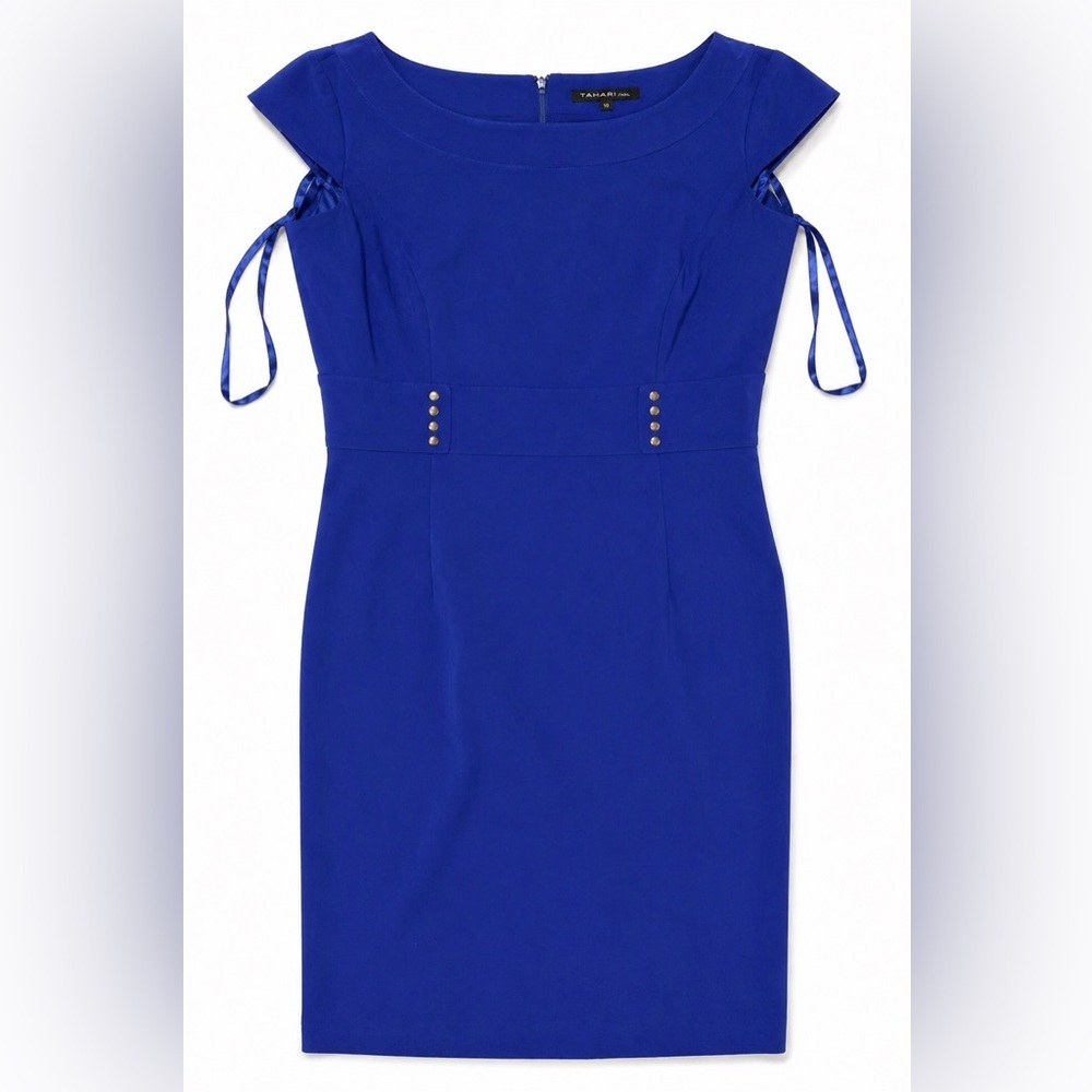 Tahari ASL Cobalt Blue Sheath Dress